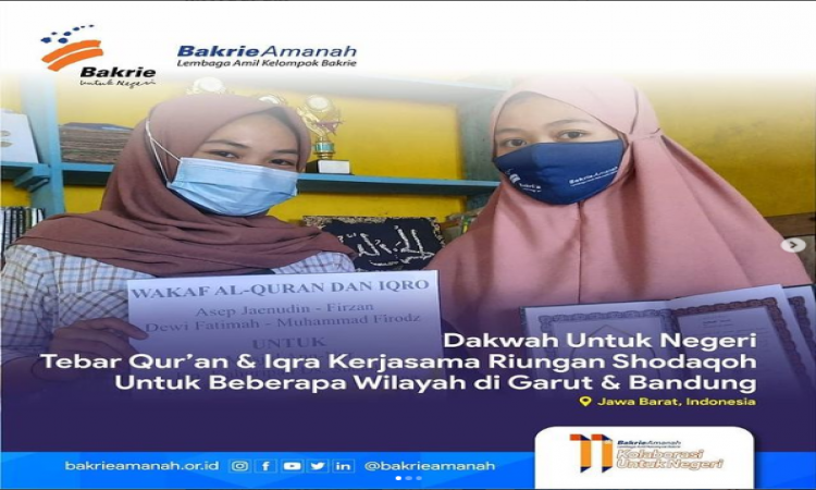 Dakwah Untuk Negeri Tebar Qur'an &amp; Iqra Kerjasama Riungan Shodaqoh Untuk Beberapa Wilayah di Garut &amp; Bandung