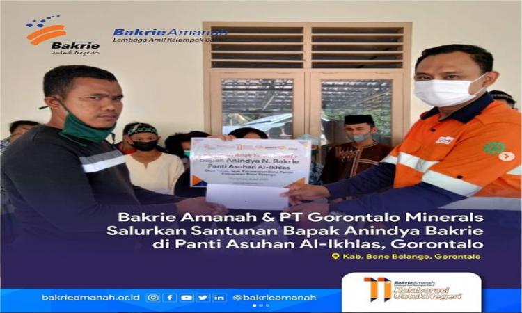 Bakrie Amanah &amp; PT Gorontalo Minerals Salurkan Santunan Bapak Anindya Bakrie di Panti Asuhan Al-Ikhlas, Gorontalo
