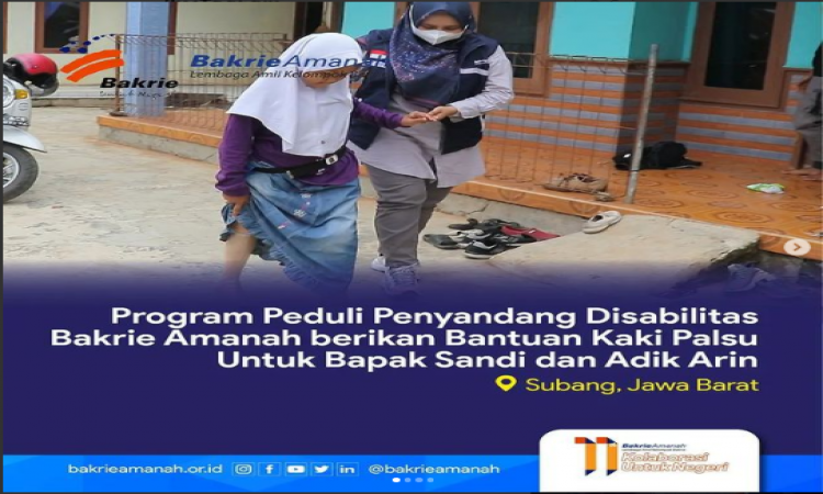 Program Peduli Penyandang Disabilitas Bakrie Amanah Berikan Bantuan Kaki Palsu untuk Bapak Sandi dan Adik Arin