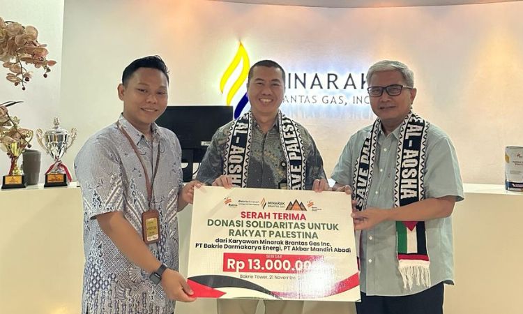 Penerimaan Donasi Solidaritas Untuk Rakyat Palestina Dari Karyawan Minarak Brantas Gas Inc, PT Bakrie Darmakarya Energi, Dan PT Akbar Mandiri Abadi.