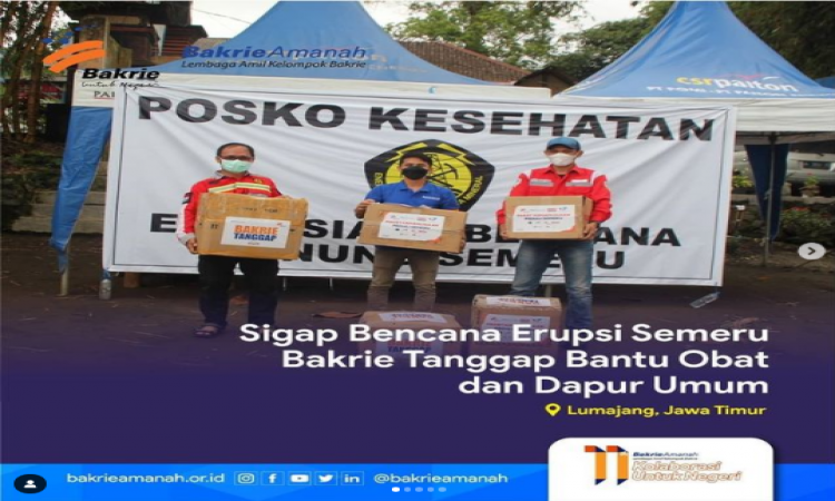Sigap Bencana Erupsi Semeru, Bakrie Tanggap Bantu Obat dan Dapur Umum