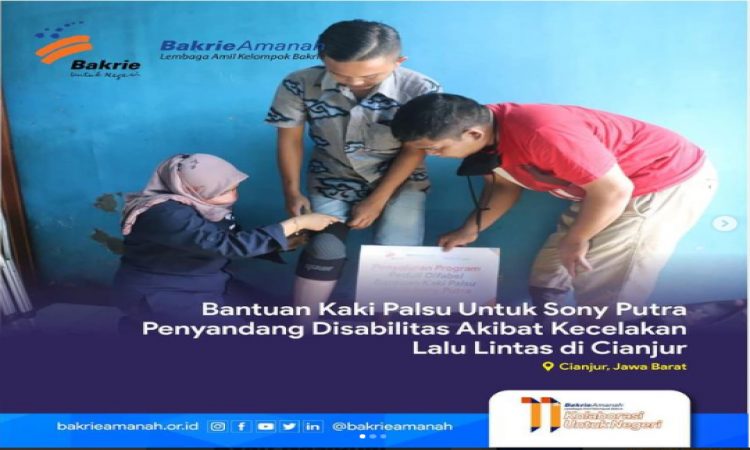 Bantuan Kaki Palsu Untuk Sony Putra Penyandang Disabilitas Akibat Kecelakaan Lalu lintas di Cianjur