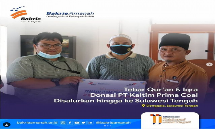 Tebar Qur'an &amp; Iqra Donasi PT.Kaltim Prima Coal Disalurkan Hingga Ke Sulawesi Tengah