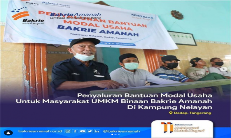 Penyaluran Bantuan Modal Usaha Untuk masyarakat UMKM Binaan Bakrie Amanah di Kampung Nelayan